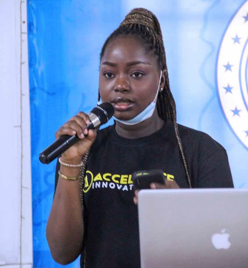lady speaking at a tech event
